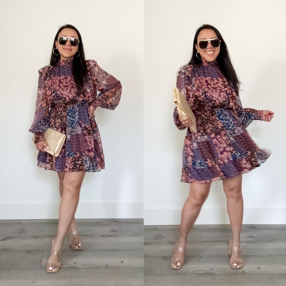Purple Floral Mini Dress (S)